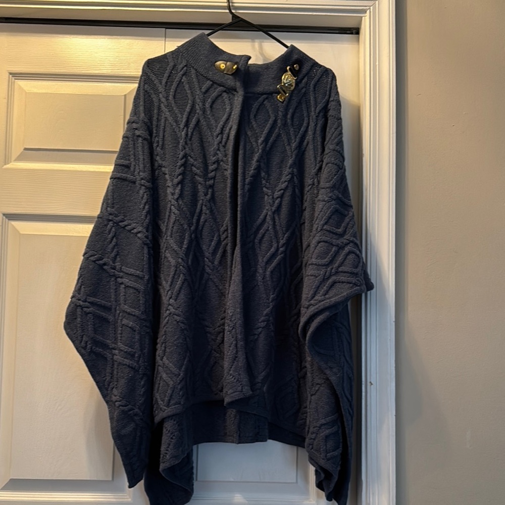 Anne Klein Navy Cape with Gold Accents